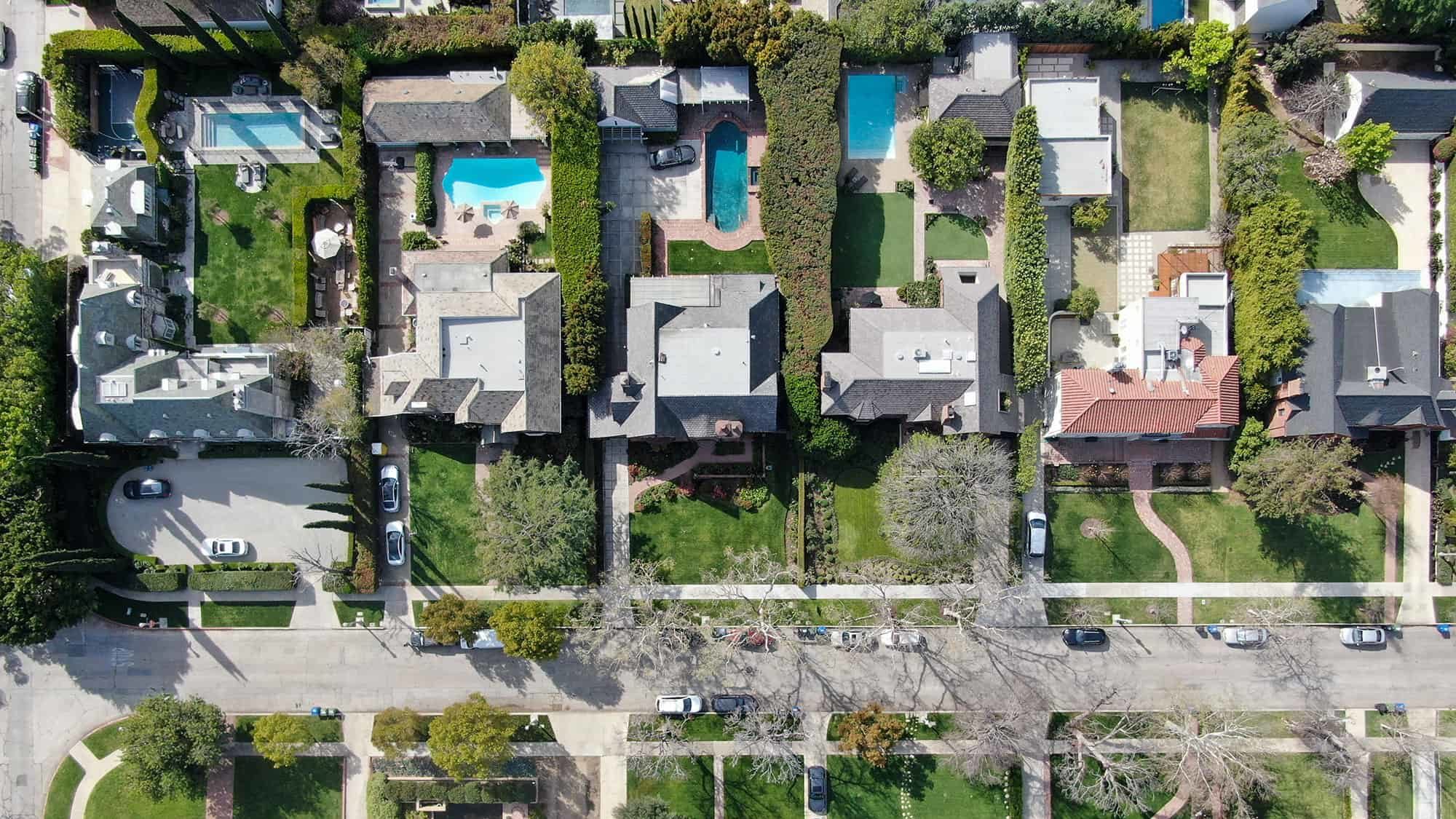 aerial-view-wealthy-area-with-big-houses-small-street-central-los-angeles-california